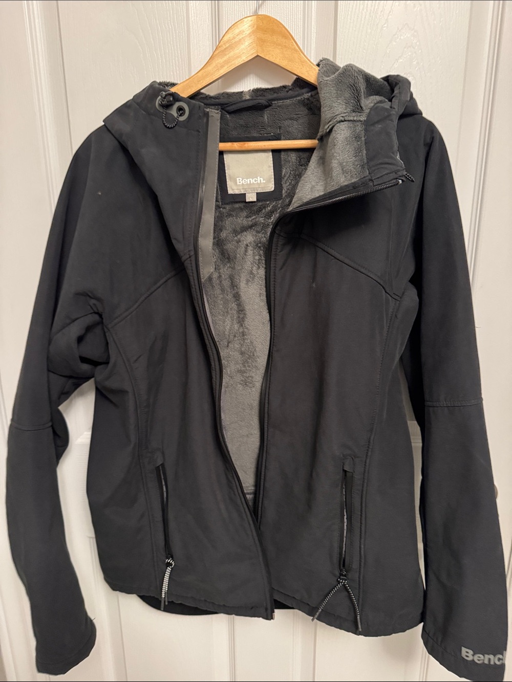 Bench Women’s Black Hooded Utility Jacket with Gray Lining
